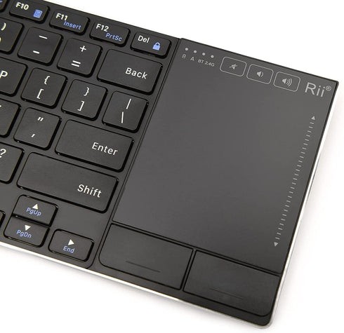 Rii Wireless Bluetooth Keyboard, Multi Device Rechargeable with Touchpad, Ultra Slim, Compatible with PC, Mac, Laptop