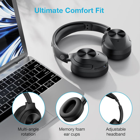 Hybrid Active Noise Cancelling Headphones, Wireless Over Ear Bluetooth with Deep Bass and Comfort Fit