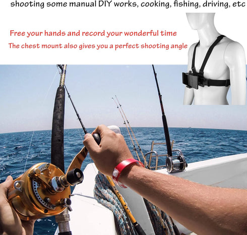 Phone Chest Mount Harness Vest - Head Strap Clip Holder for POV/VLOG, Compatible with iPhone, Samsung, GoPro