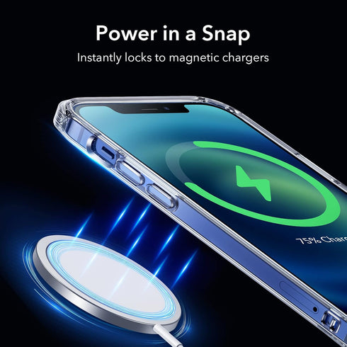ESR Scratch-Resistant iPhone 12 Case Compatible with MagSafe, Grippy Frame, Magnetic, Clear Sidekick Hybrid Case