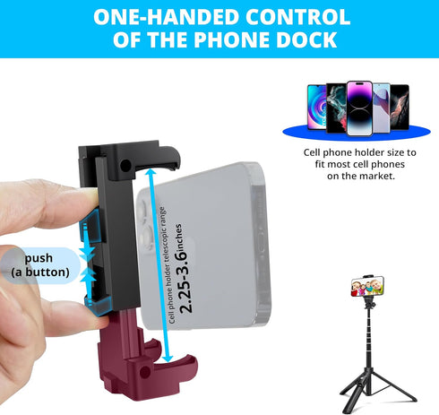 BZE 62 inches Extendable Selfie Stick Tripod with Wireless Remote & Phone Holder, Portable Aluminum Stand