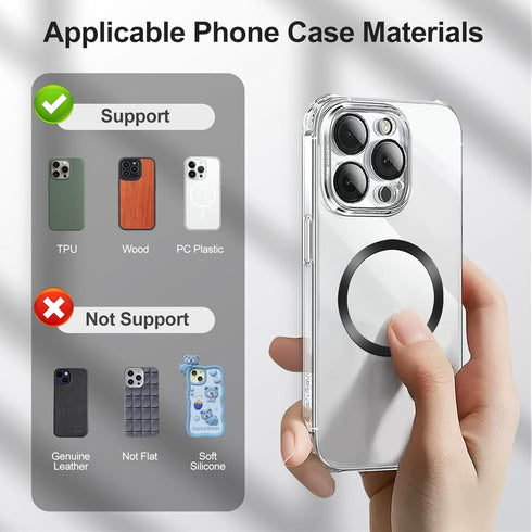 WONLIVE 3Pcs Universal Metal Ring Sticker, for MagSafe Ring Magnet Compatible with MagSafe Wireless Charger/Car Holder