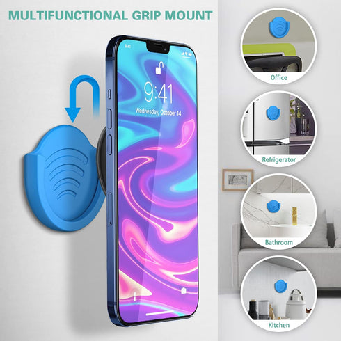 pop-tech Phone Grip for Socket Holder, 2 Pack Silicone Car Phone Mount Adhesive, Blue