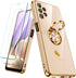 Samsung Galaxy A32 5G Case with 2 Pack Screen Protector, 360° Rotatable Ring Holder, Luxury Hearts Pattern - Pink