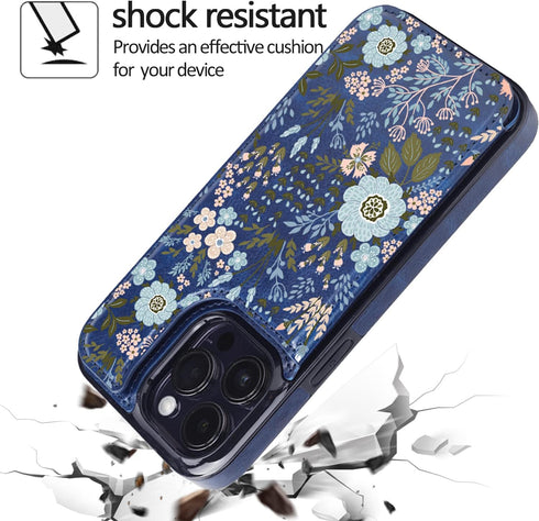 uCOLOR Wallet Case for iPhone 13 Pro Max 6.7" with Card Holder Slot, Folio Flip PU Leather Kickstand Cover (Navy