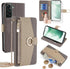 Asuwish Wallet Phone Case for Samsung Galaxy S22 Plus 5G - Gray, with Screen Protector, Mirror Flip, Card Holder &