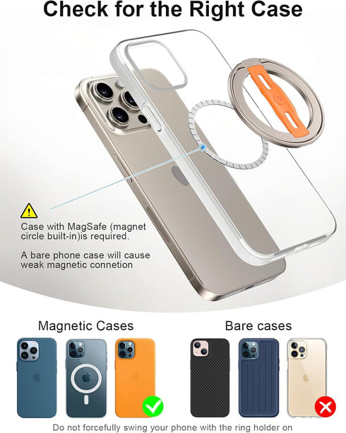 EWA MagOne 2nd Gen Phone Grip Stand with Replaceable Silicone Finger Strap, Compatible with MagSafe