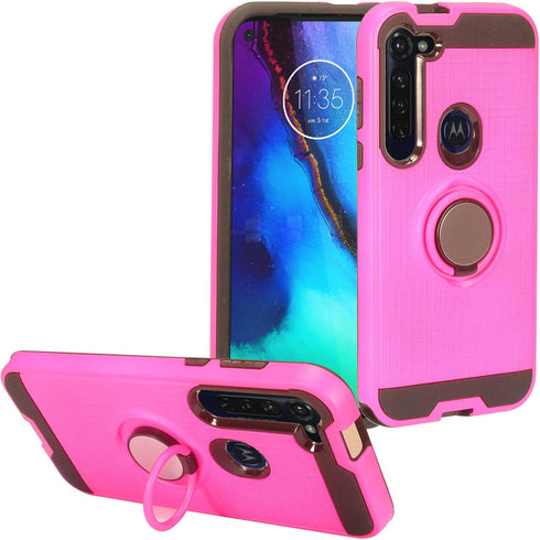 for Motorola Moto G Stylus XT2043, Moto G Power XT2041 (2020 Version) - Hybrid Phone Case w/Ring Stand - RS2 Hot Pink