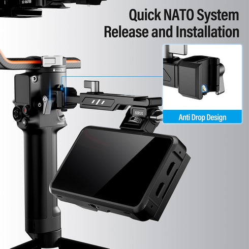 Sirui Camera Monitor Mount for DJI RS 4, RS 4 Pro, RS 2, RSC 2, RS 3, RS 3 Pro, RS 3 Mini with Quick Release NATO Clamp