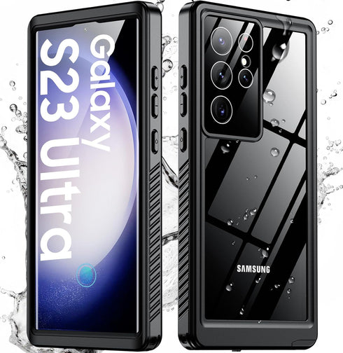 SPIDERCASE Waterproof Case for Samsung Galaxy S23 Ultra, Heavy Duty Shockproof with Built-in Screen & Camera Lens