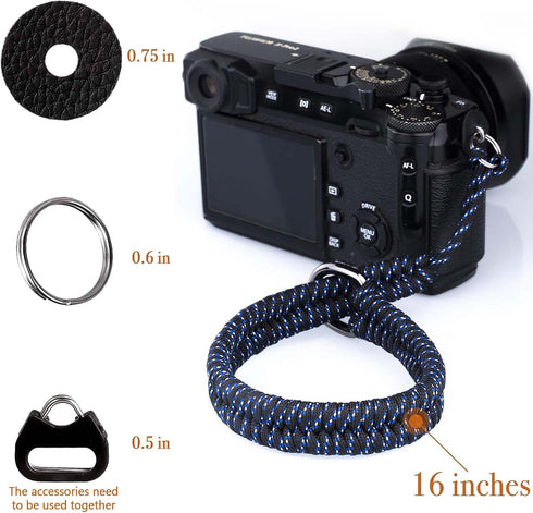 16-Inch AQAREA Quick Release Camera Wrist Strap - Hand Strap for DSLR & Mirrorless Cameras (Blue)