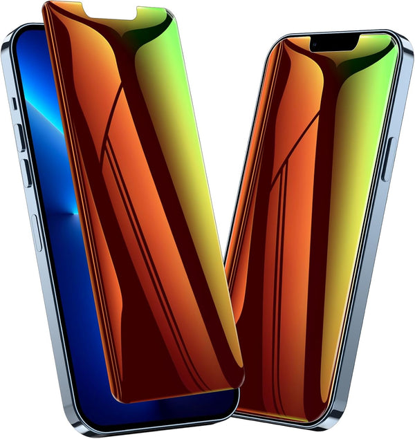 Fotbor Privacy Screen Protector for iPhone 13 Pro Max, 2 Pack Colorful Gradient Anti-Spy Anti-Blue Light Eye Protection