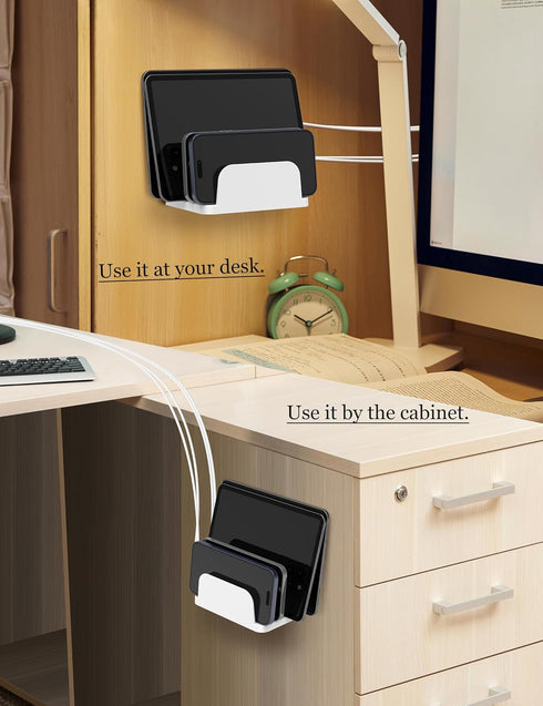 NOTMBESTM 4-Slot Wall Mount Phone Holder for Smartphones and Tablets, Phone Shelf with Docking Station Compatible