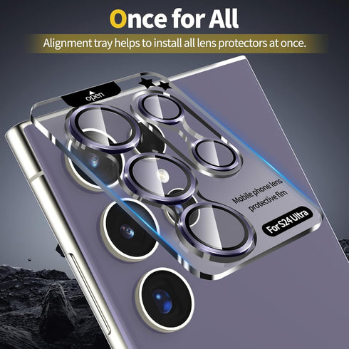 YWXTW Camera Lens Protector for Samsung Galaxy S24 Ultra, 3x Impact Resistance, Case Friendly, Titanium Violet, 1 Set.