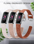 Minyee 3 Packs Compatible with Fitbit Luxe Bands for Women Soft Silicone Floral Engraved Sport Strap Dandelion Wristband Replacement for Fitbit Luxe Watch Bands/Luxe Special Edition Fitness Tracker