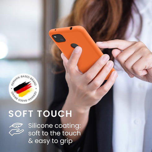 kwmobile Case Compatible with Google Pixel 4a, TPU Silicone Phone Cover with Soft Finish - Fruity Orange