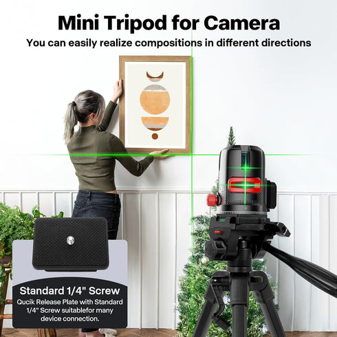 Kalofaye 25" 3 Mini Tripod for Camera & Phone, Aluminum Alloy Portable Tabletop Tripod with Way Pan Tilt Head, Handle