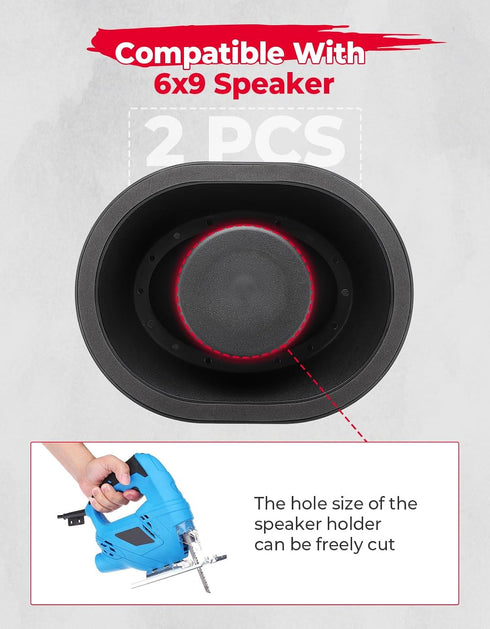 KEMIMOTO 6x9 Speaker Pods, Universal Speaker Boxes Enclosures, Compatible with UTV, RV, Car, Boat, Black, 2pcs