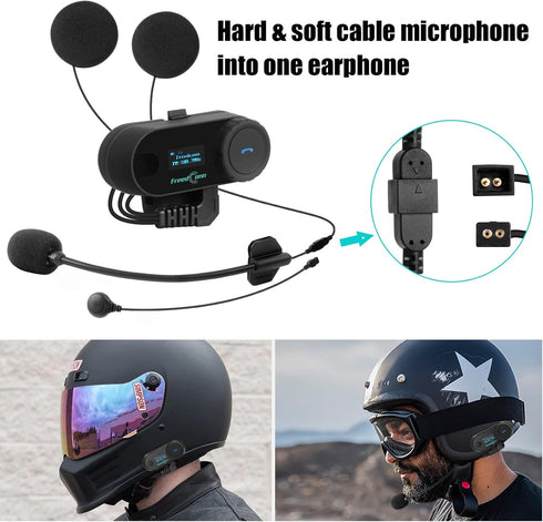 FreedConn Microphone Headphone Headset, Soft Cable Headset Accessory for Motorcycle Helmet Bluetooth Intercom