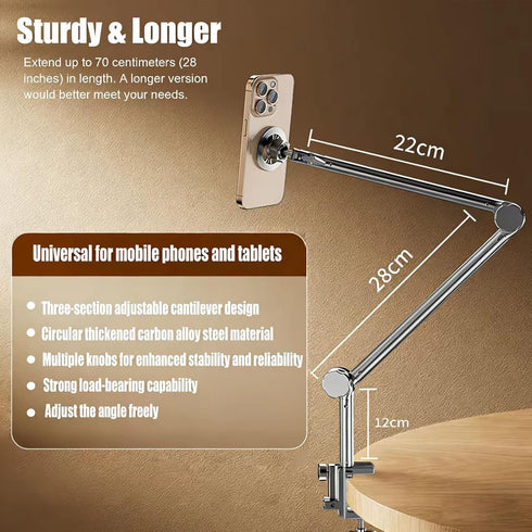 Srnyow iPhone17 16 15 14 13 12 360 Phone Holder for Bed, Magnetic Cell Phone Stand for Pro Max Plus Mini, Flexible Long