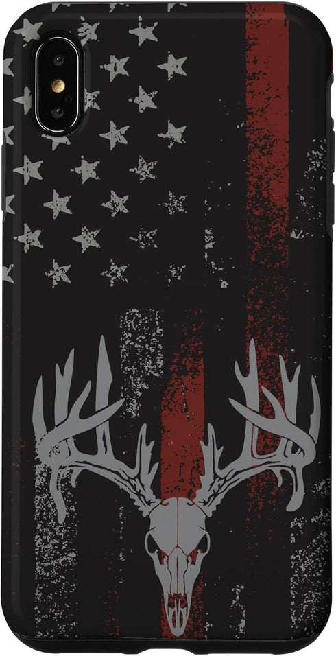 iPhone XS Max American Flag Whitetail Deer Buck Hunting USA FLAG Hunter Case