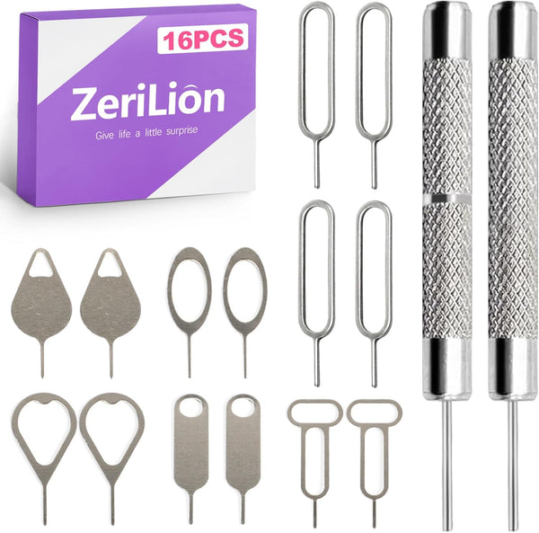 ZeriLion 16 Pack SIM Card Ejector Tool Kit, Phone Tray Opener Pin for