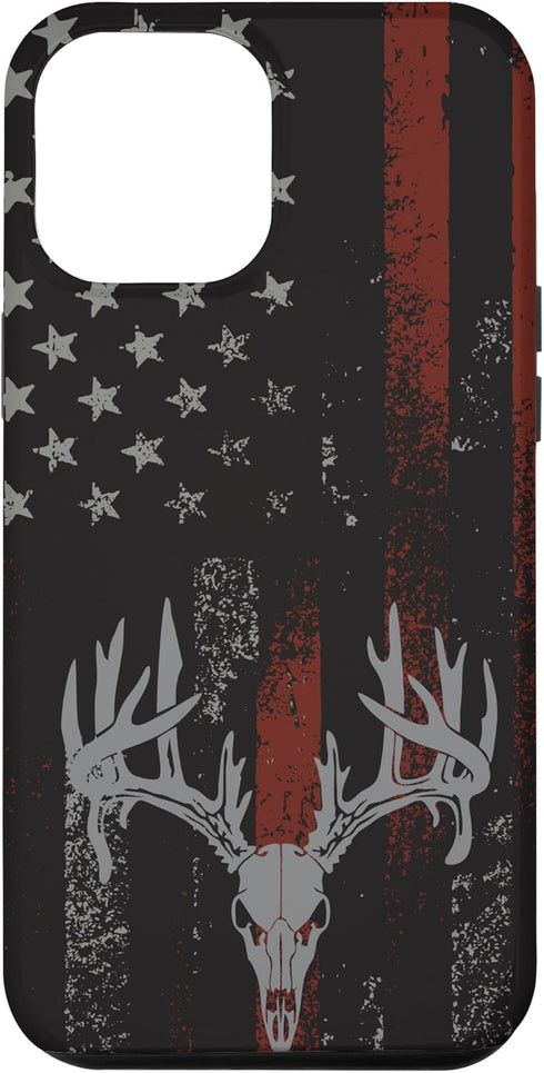 iPhone 12 Pro Max Case - American Flag Whitetail Deer Buck Hunting USA FLAG Hunter