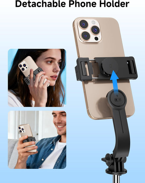 SelfieShow Mini Selfie Stick Travel Tripod for Cell Phone with Light, Extendable Selfie Stick for iPhone