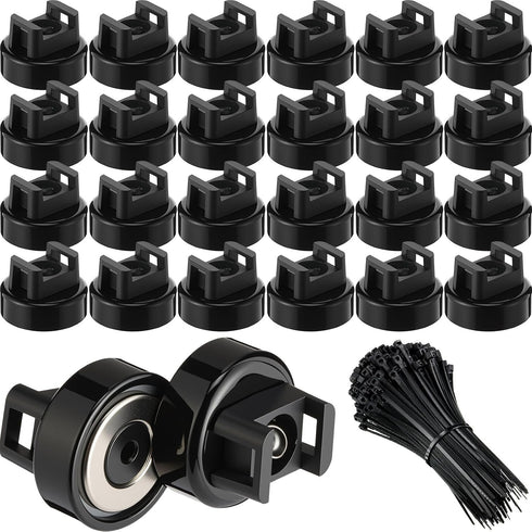 Yookeer 24 Pcs Magnet Zip Tie Mount Heavy Duty Black Magnetic Cable