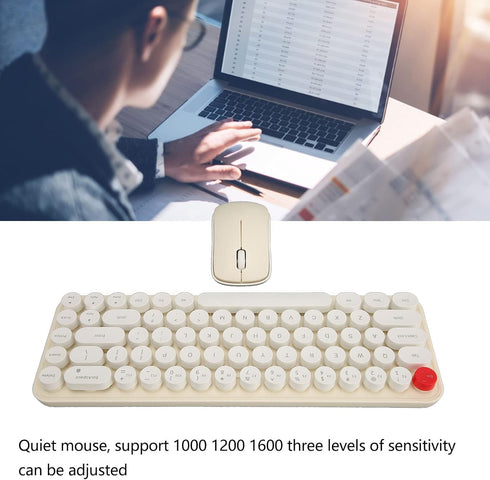 Keyboard Mouse Combo, 2.4G 68 Retro Silent Keys Set, Energy Saving Low Consumption Mini Portable Office Keyboard Mouse
