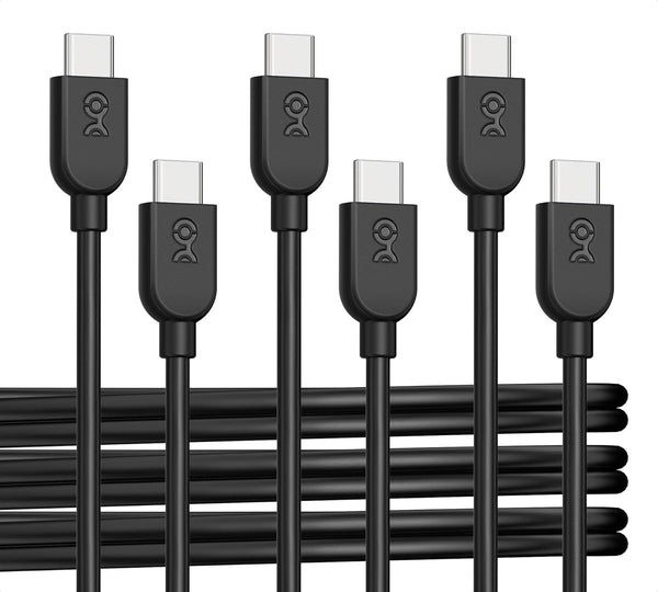Cable Matters 3-Pack Extreme Flexible Short USB C Charging Cable, 3ft in Black, Support 60W PD, for iPhone 15/15 Pro/15