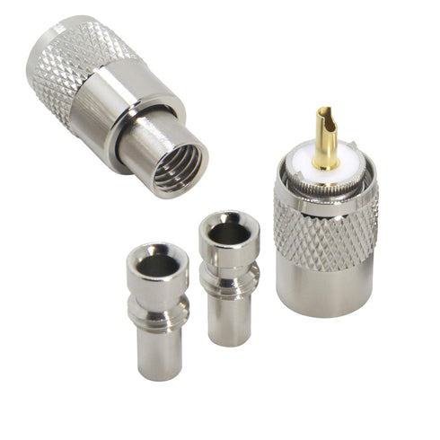 PL259 Coax Connectors, 5 Pack PL-259 UHF Male Solder Connectors with UG-175 Reducer for RG-58, RG-213