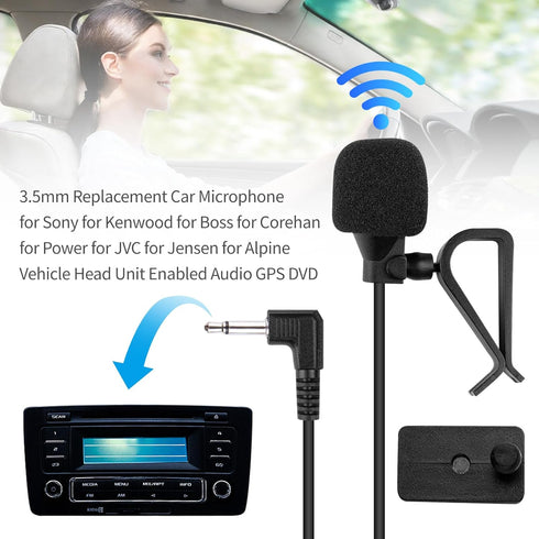 SolidSS 1 Set 3.5mm Plug Car Microphone,Handsfree Dash Car Stereo Receiver, Compatible Vehicle Head Unit Enabled Audio
