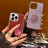 iPhone 15 Pro Max Glitter Bling Case, Pink Sparkle Cover with Ring Stand Holder for 6.7 inch