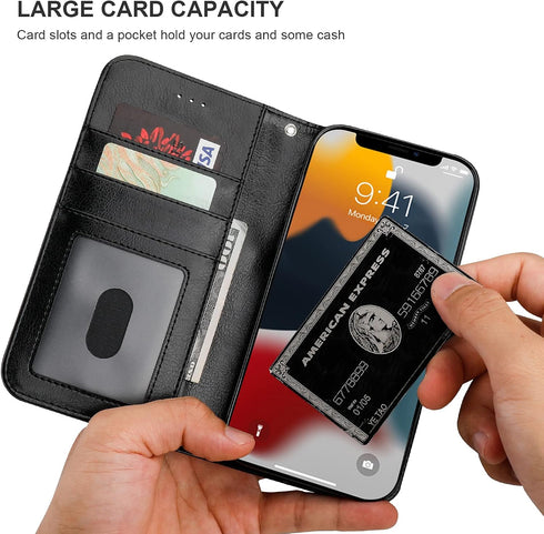 Bocasal Detachable Wallet Case for iPhone 13 - RFID Blocking Card Slots, Premium PU Leather Magnetic Cover