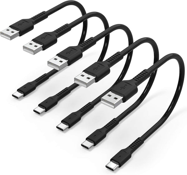 5 Pack 6" Fast Charging USB A to USB Type C Cable, 3A Durable Cord for Samsung Galaxy Note 9, 10, S10, S20, OnePlus 7T,