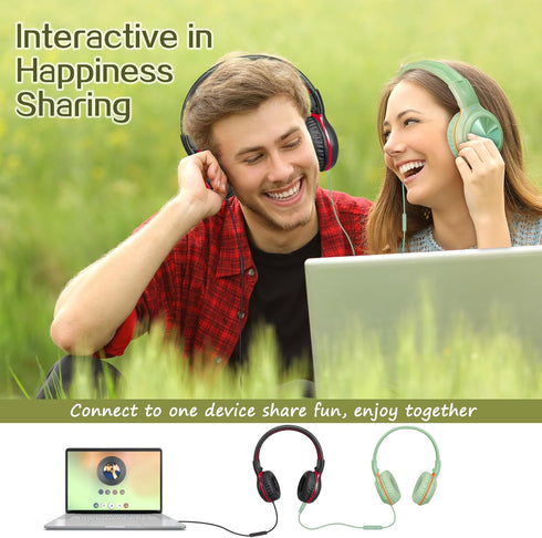 SIMOLIO 2 Pack Foldable Headphones - Wired Over Ear Cord Headset with Microphone, Volume Limited & Adjustable Headband