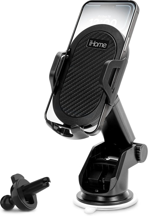 iHome Car Mount, Dashboard/Windshield/Vent Mount, Swivel Neck, Silicone Grip, Adjustable Mount Arm with