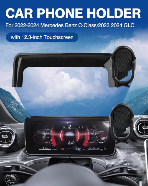 Autorder Car Phone Holder for 2022-2024 Mercedes Benz C-Class/2023 2024 GLC Accessories, Hands-Free 360 Degree Rotation