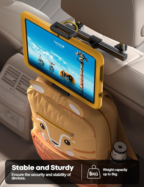 Lamicall Car Tablet Headrest Holder - Back Seat Tablet Mount Stand for Kids, Compatible with 2024 iPad Pro 11/13",