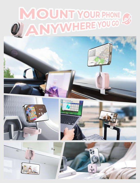 LISEN Rose Universal in Flight Airplane Phone Holder Mount, Hands-Free Viewing with 360 Degree Rotation, Travel