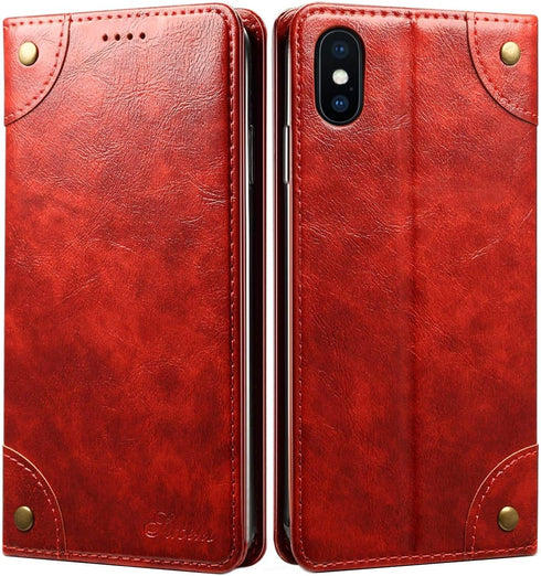 SINIANL iPhone XR Case, Leather Wallet Folio Book Design Flip Cover with Stand and ID Slot for iPhone XR