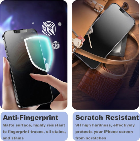 Matte Privacy Screen Protector for iPhone 14/iPhone 13 Pro/13: Anti-Glare, Anti-Spy Tempered Glass Film