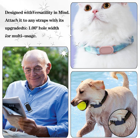 2 Pack Waterproof Dog Collar Holder for Samsung Galaxy SmartTag 2, Silicone GPS Tracker Case - Pink, Blue
