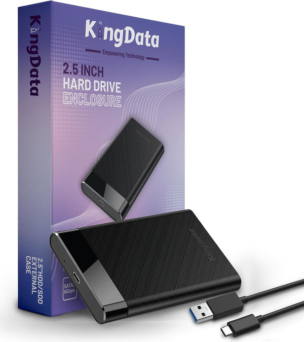 SSD HDD Hard Drive Enclosure, 2.5" SATA III USB 3.1 Caddy Case for Fast Data Transfer, Tool-Free, Black
