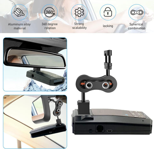 Radar Detector Mount, Aluminum Rearview Mirror Rod Radar Bracket for Escort Max360c, Max 3, X IXc, Redline EX