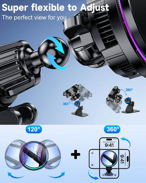 WEKEFON 2026 15W 17/16/15/14/13/12, Upgraded TEC & Fan Cooling Magnetic Wireless Car Charger, For Magsafe Car Mount