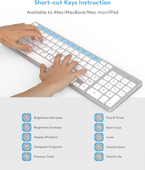 Wireless Bluetooth Keyboard for Apple Mac OS, US QWERTY Layout, Scissor Keys, Rechargeable Battery, Compatible with