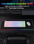Wireless Keyboard and Mouse - RGB Backlit, Rechargeable & Light Up Letters, Full-Size, Ergonomic Tilt Angle, White