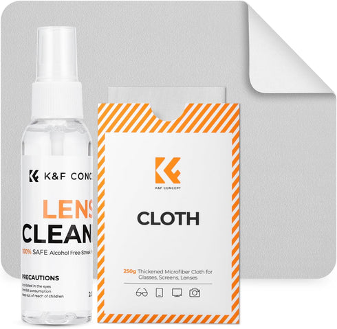 K&F CONCEPT Lens Cleaner Spray Kit | 60ML Glasses Cleaner x1 + Microfiber Cleaning